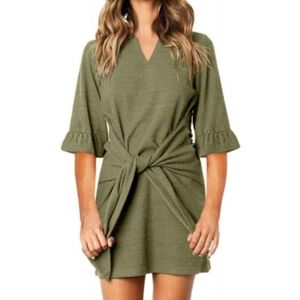 V-Neck Ruffled Cut Dress